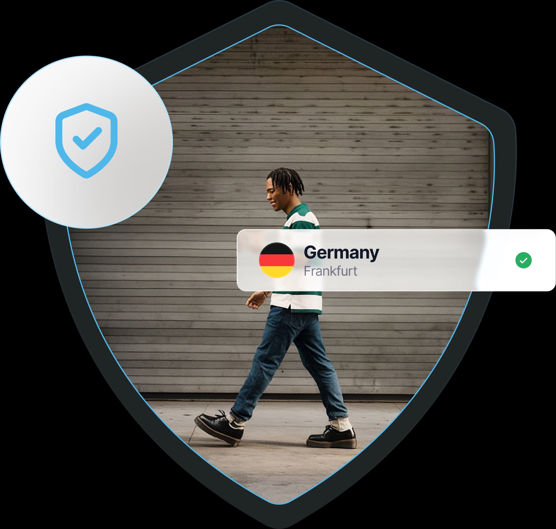 A protected connection to a VPN server in Germany