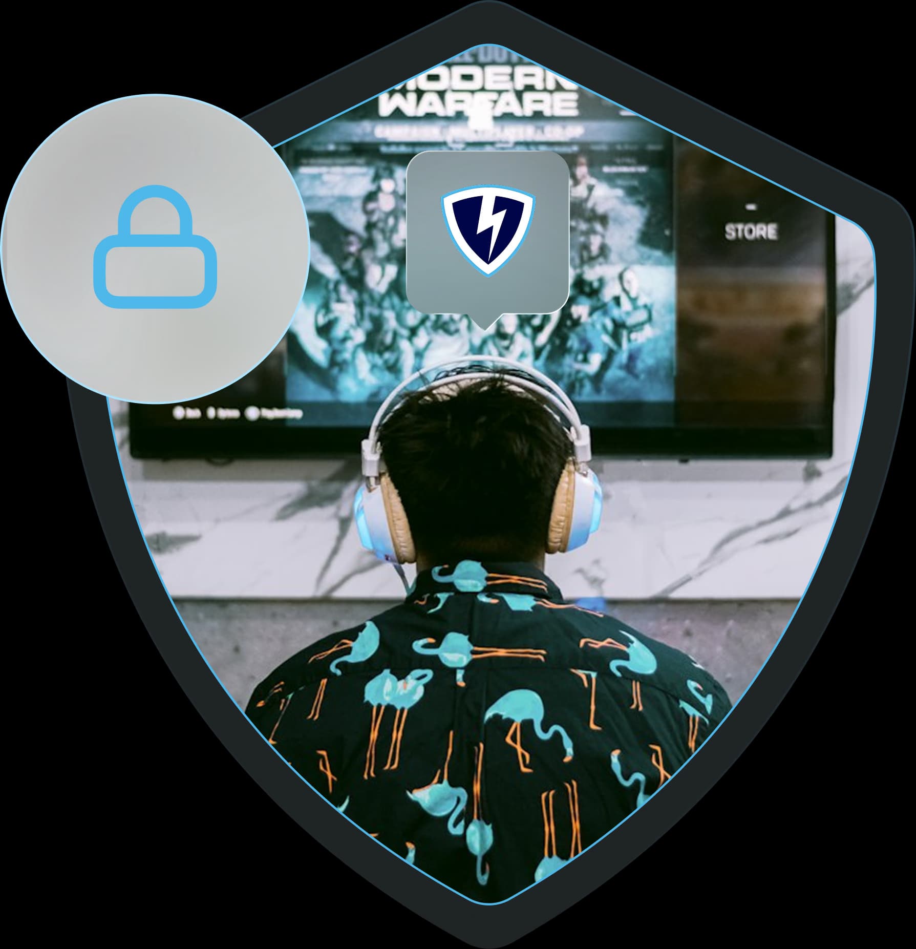 Gaming on a TV over an encrypted VPN Lightning connection