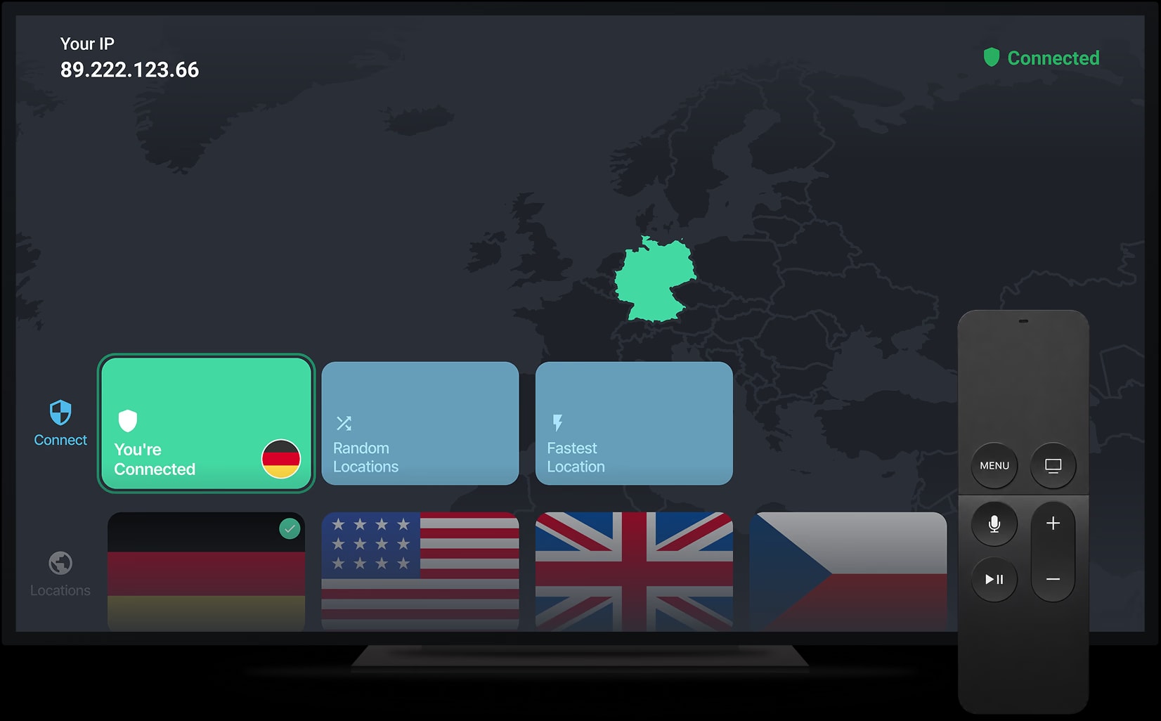 VPN Lightning running on an Android TV