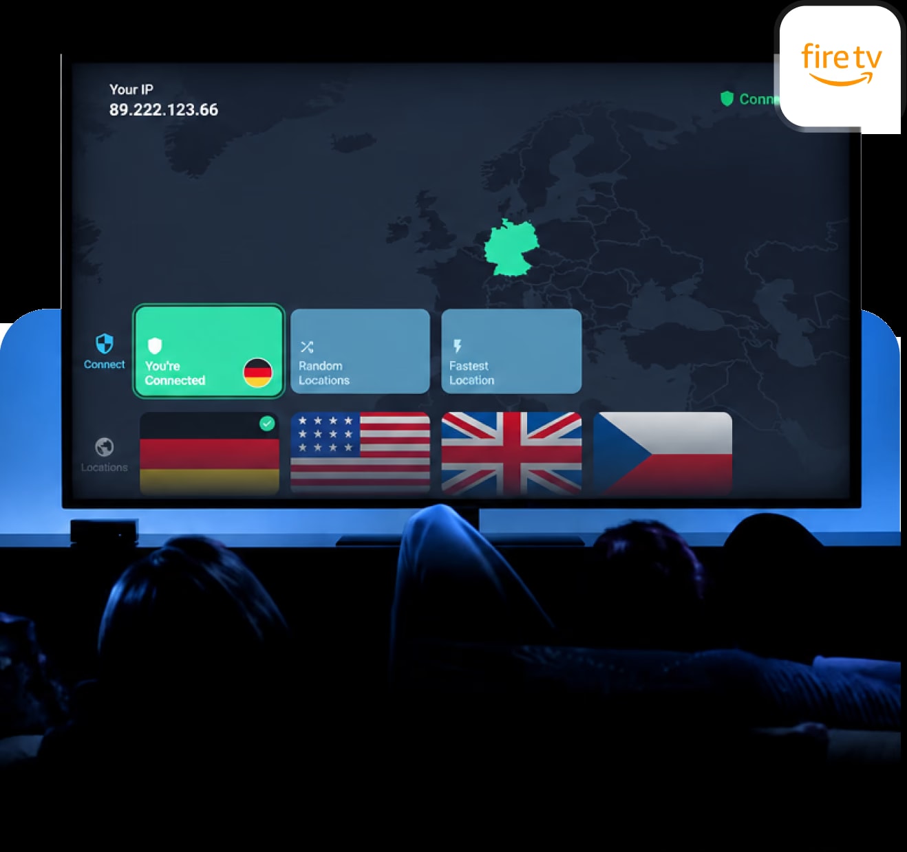 VPN Lightning connected on a Fire TV