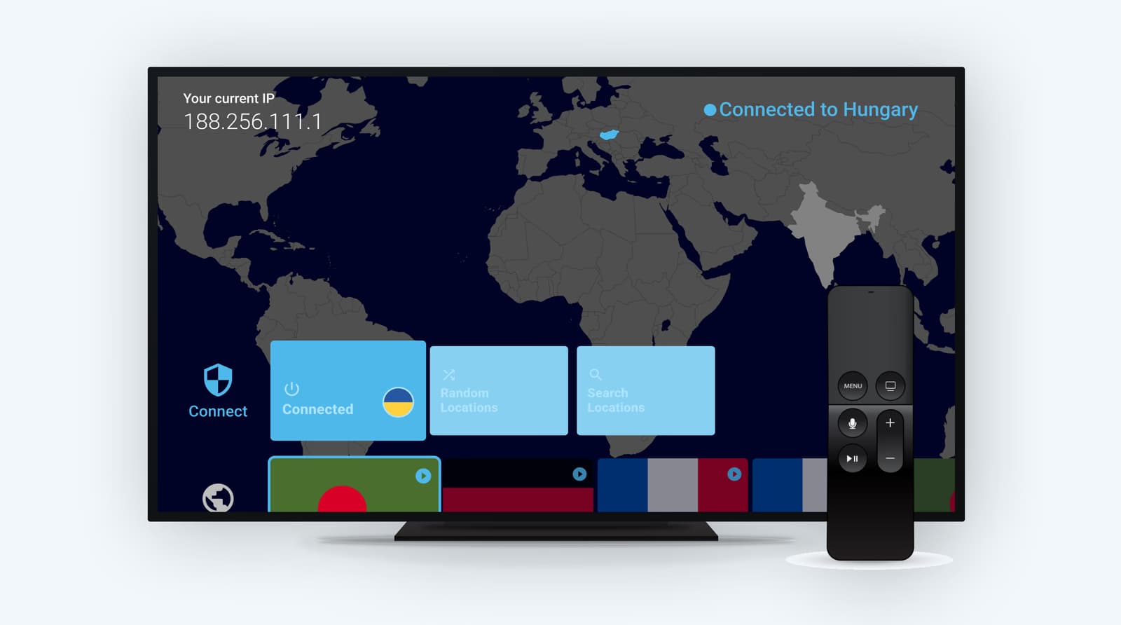 VPN Lightning running on an Android TV