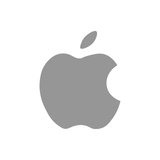 Gray Apple logo in minimalist style with a bite mark