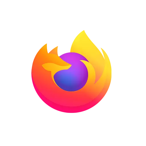 Firefox browser logo with orange fox wrapped around a purple globe
