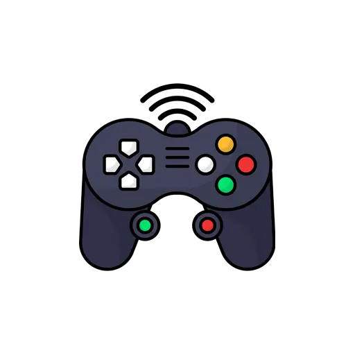 Game controller with colorful buttons in classic console style