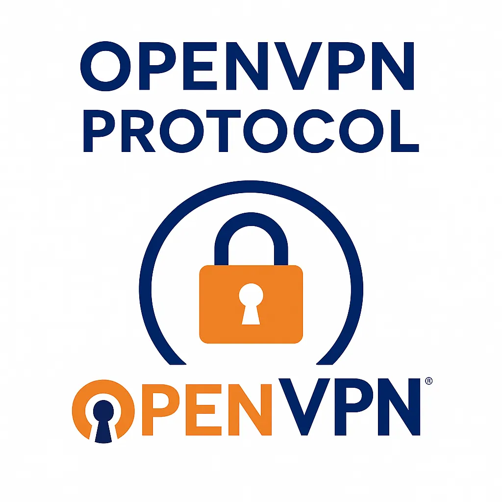 Secure data tunnel with glowing blue lock showing OpenVPN encryption in action.