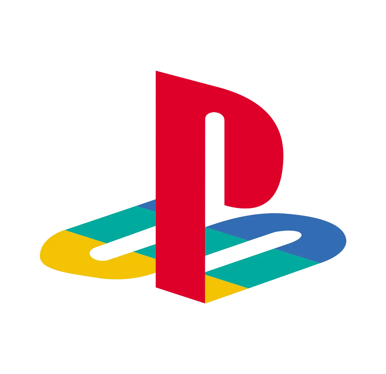 PlayStation logo with red “P” and colorful shadow